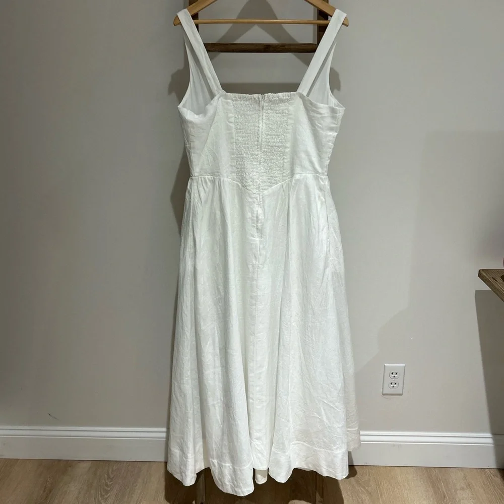 Quince 100% European Linen White Corset MIDI Dress Size M NWT Coquette Milkmaid - Picture 7 of 9